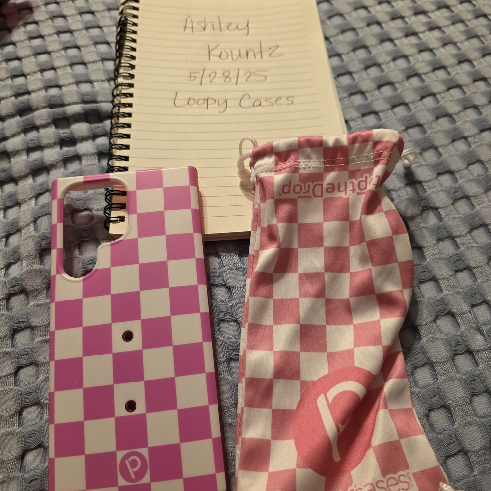 Pink and White Checkered Phone Case by Loopy Cases